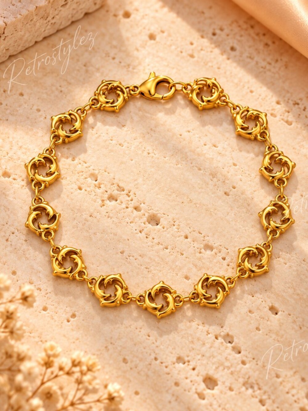 18K Gold 7" Womens Modern Chain Link Style Bracelet 7 inch 18 K Silver Jewelry
